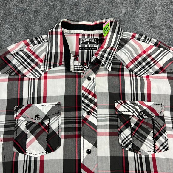 Panhandle Slim Shirt Adult Extra Large Red Black Pearl Snap Western Mens * - Picture 3 of 15